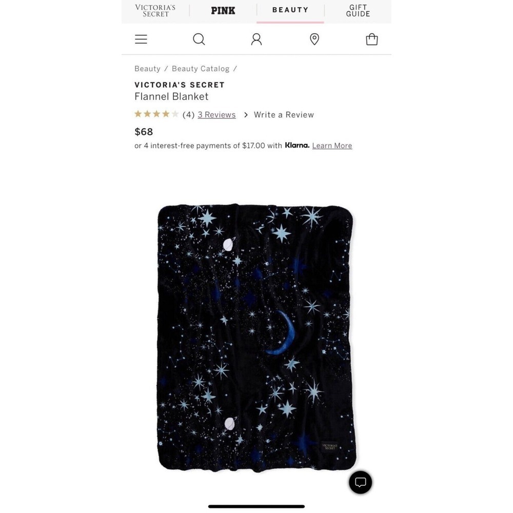 Victoria's Secret Sherpa Throw Blanket VS Moon Stars‎ Mystical Galaxy Print NWT
